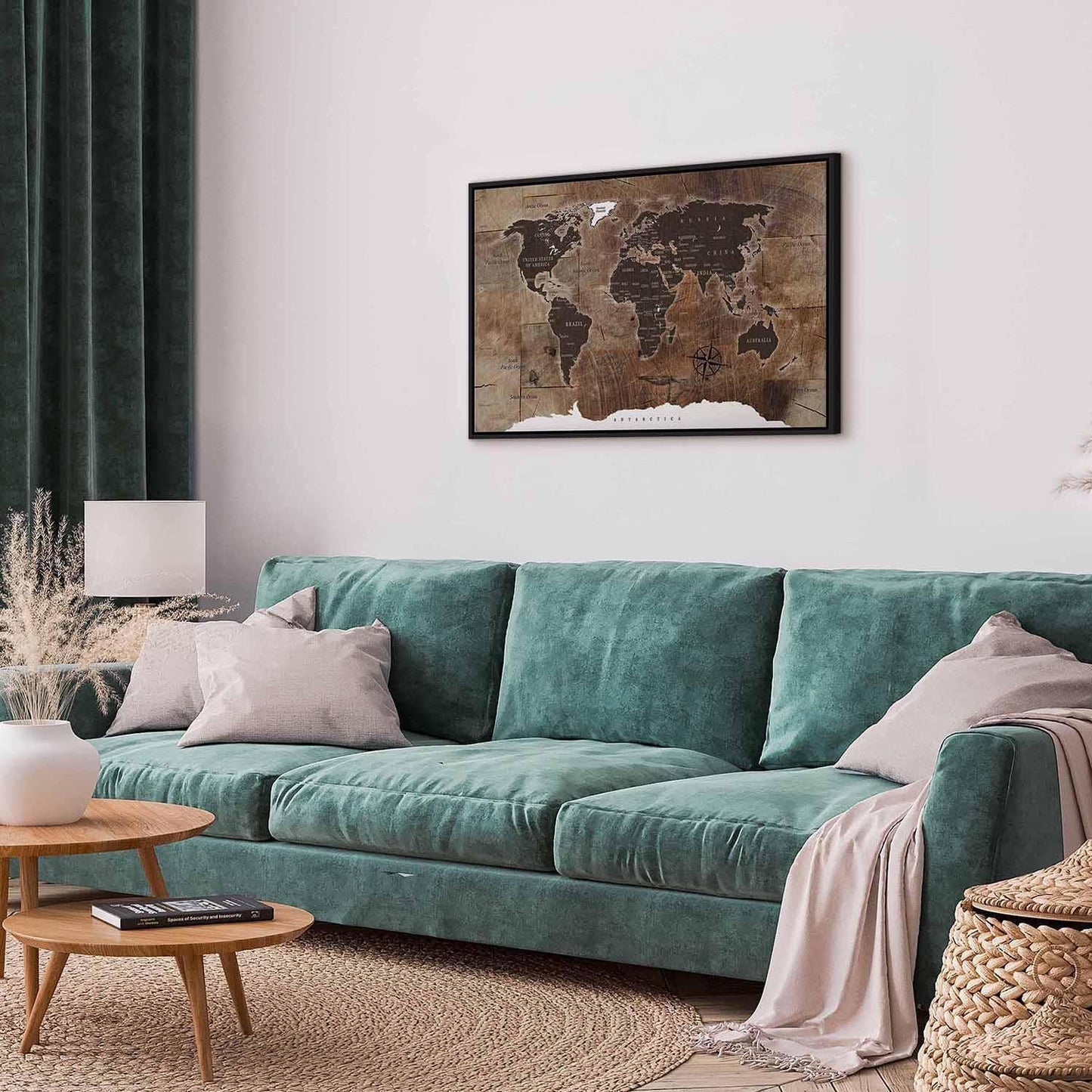 Leinwandbild - World Map: Wooden Mosaic