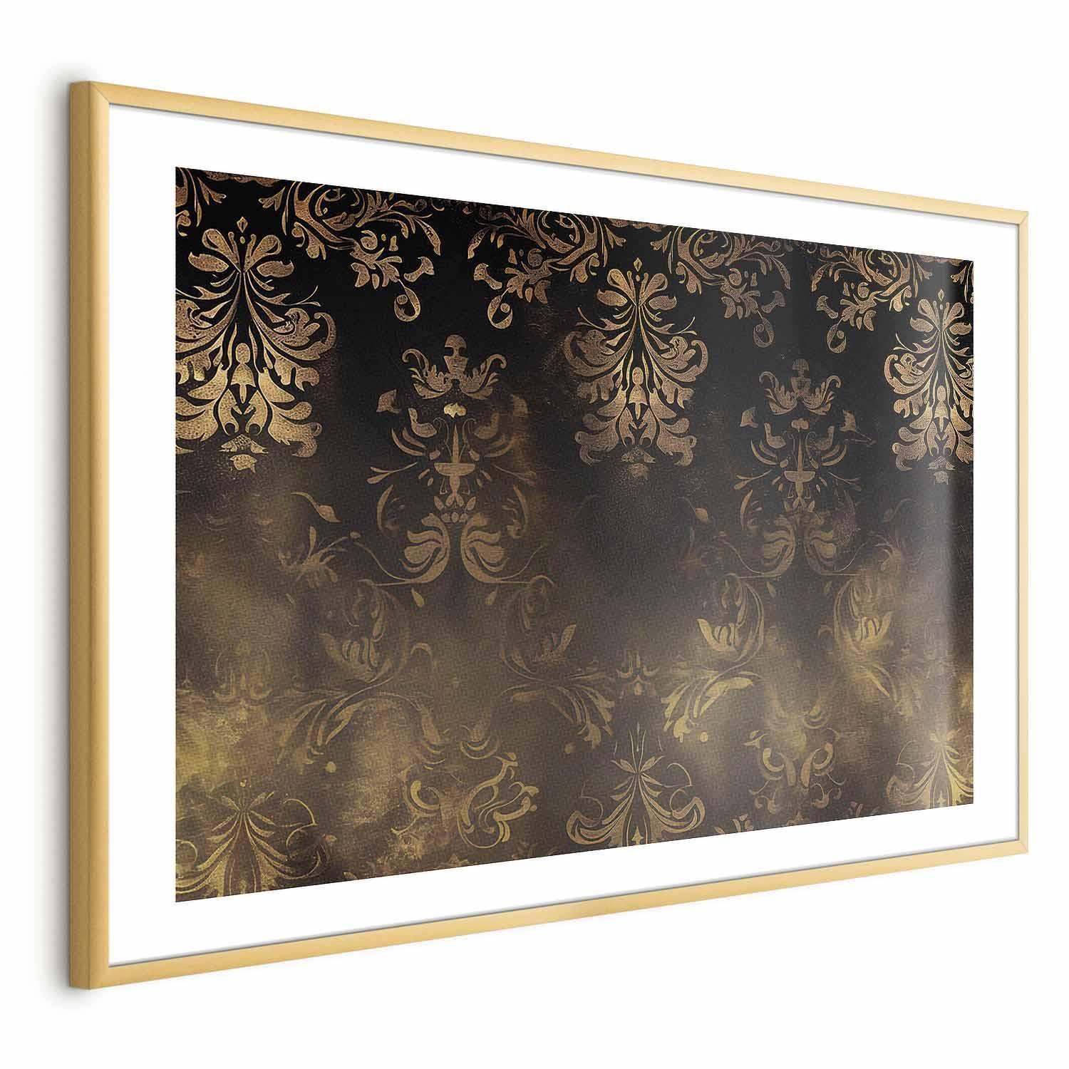 Poster - Dark Baroque Patterns with Golden Accents Artgeist