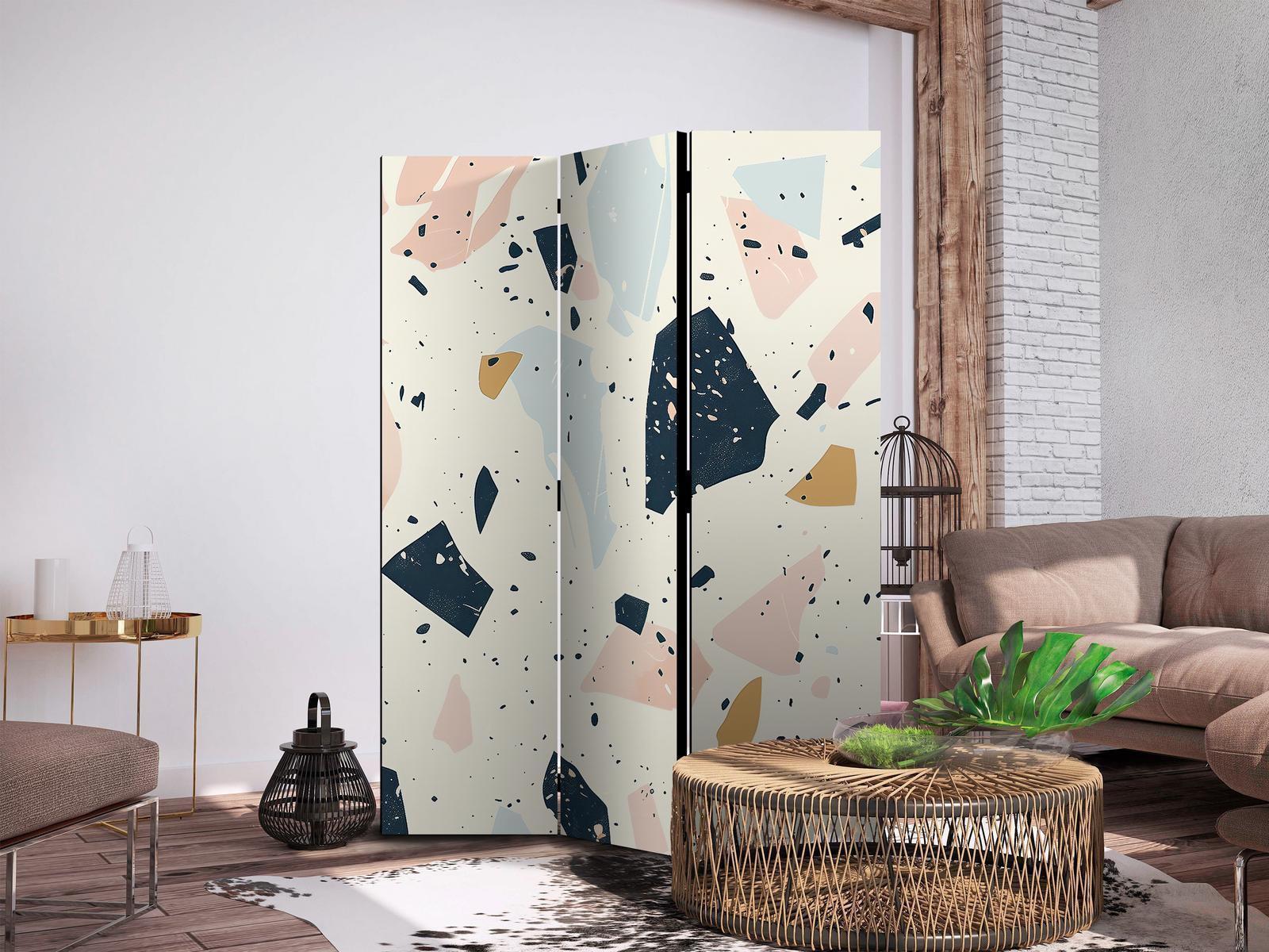 Paravent - Terrazzo with Large - Scaled Stones in Subdued Colors Artgeist