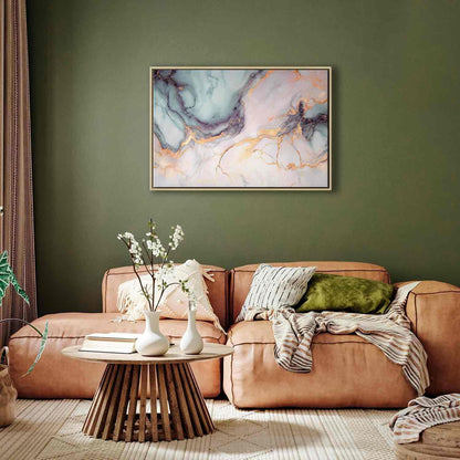 Leinwandbild - Pastel stones - pink and blue structures on a marble base