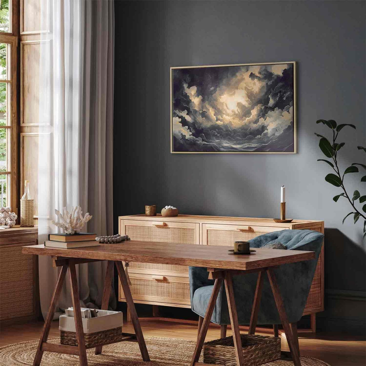 Leinwandbild - Epic Light Play: The Sun Battling for Dominance Over the Clouds