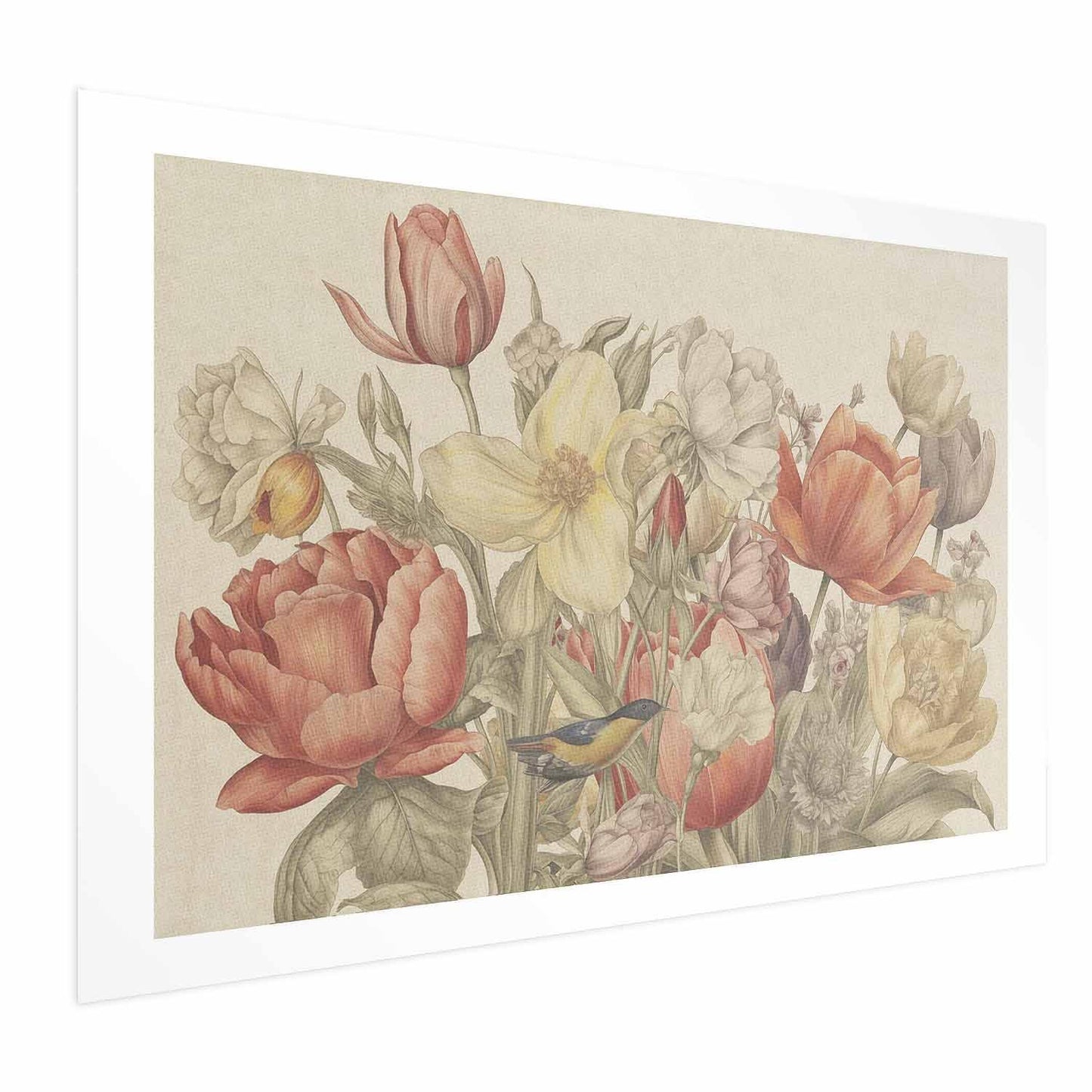 Poster - Flower Bouquet on a Cream Background Artgeist