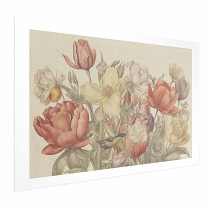 Poster - Flower Bouquet on a Cream Background Artgeist