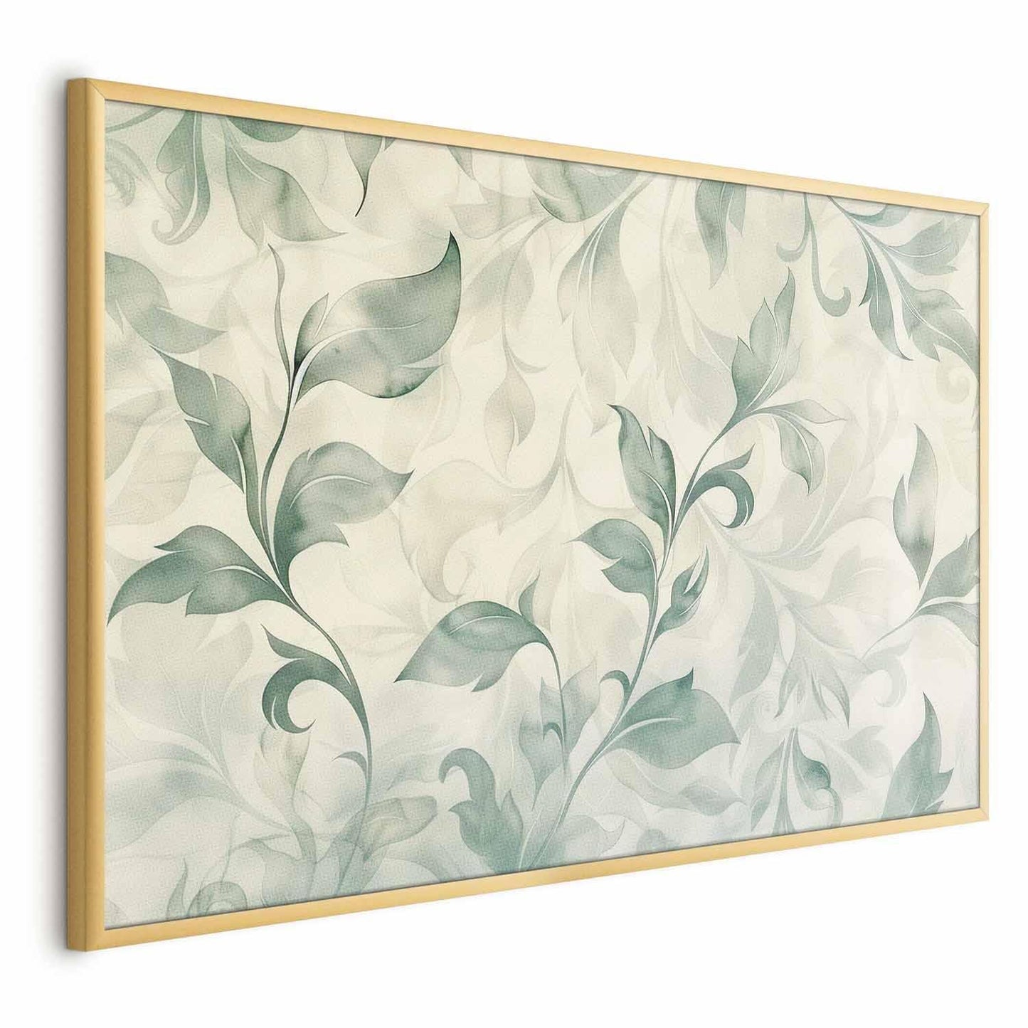 Poster - Watercolor Green-Beige Leaves Artgeist