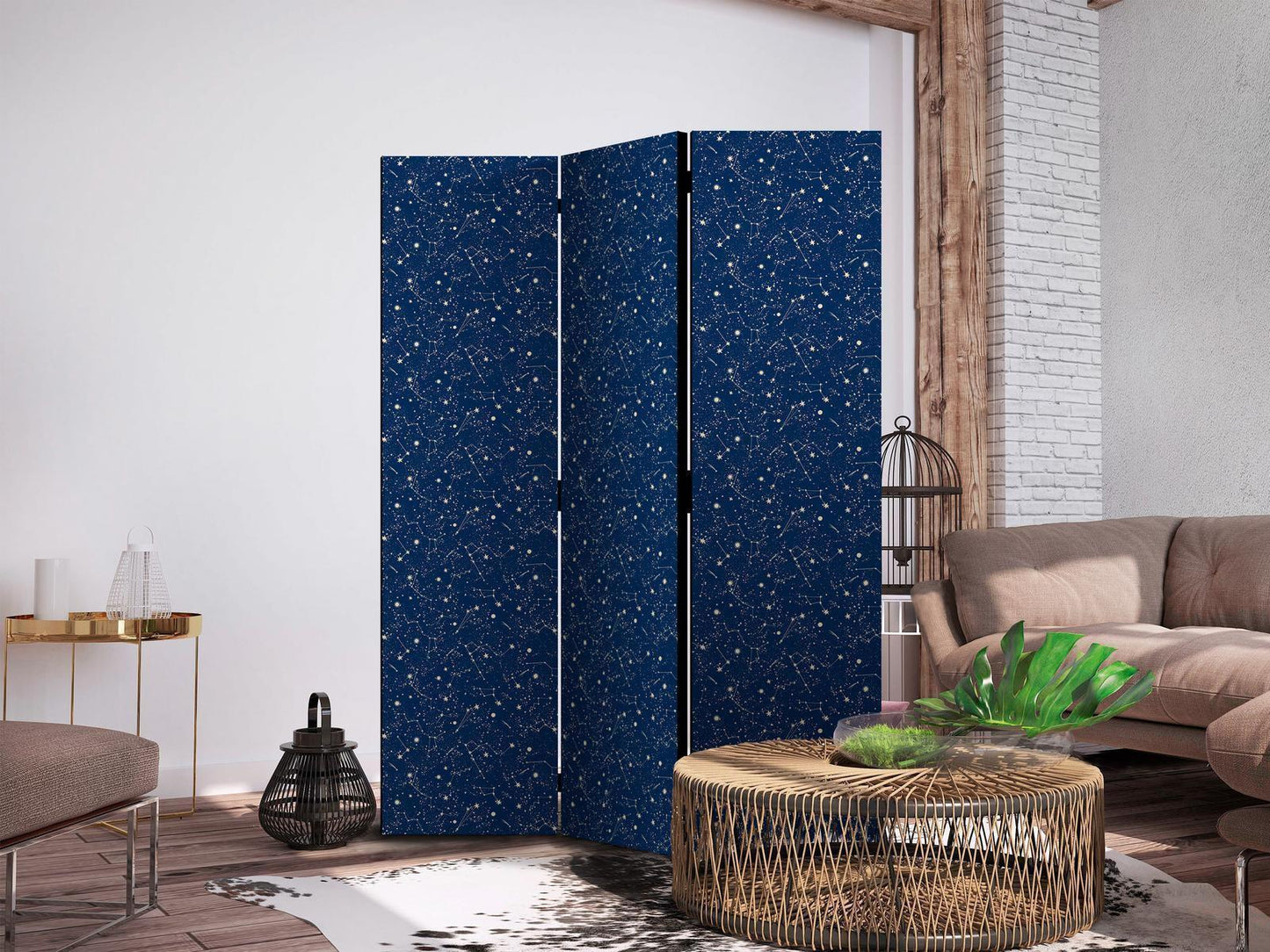 Paravent - Cosmic Inspirations - Pattern with Stars and Constellations on a Dark Background Artgeist