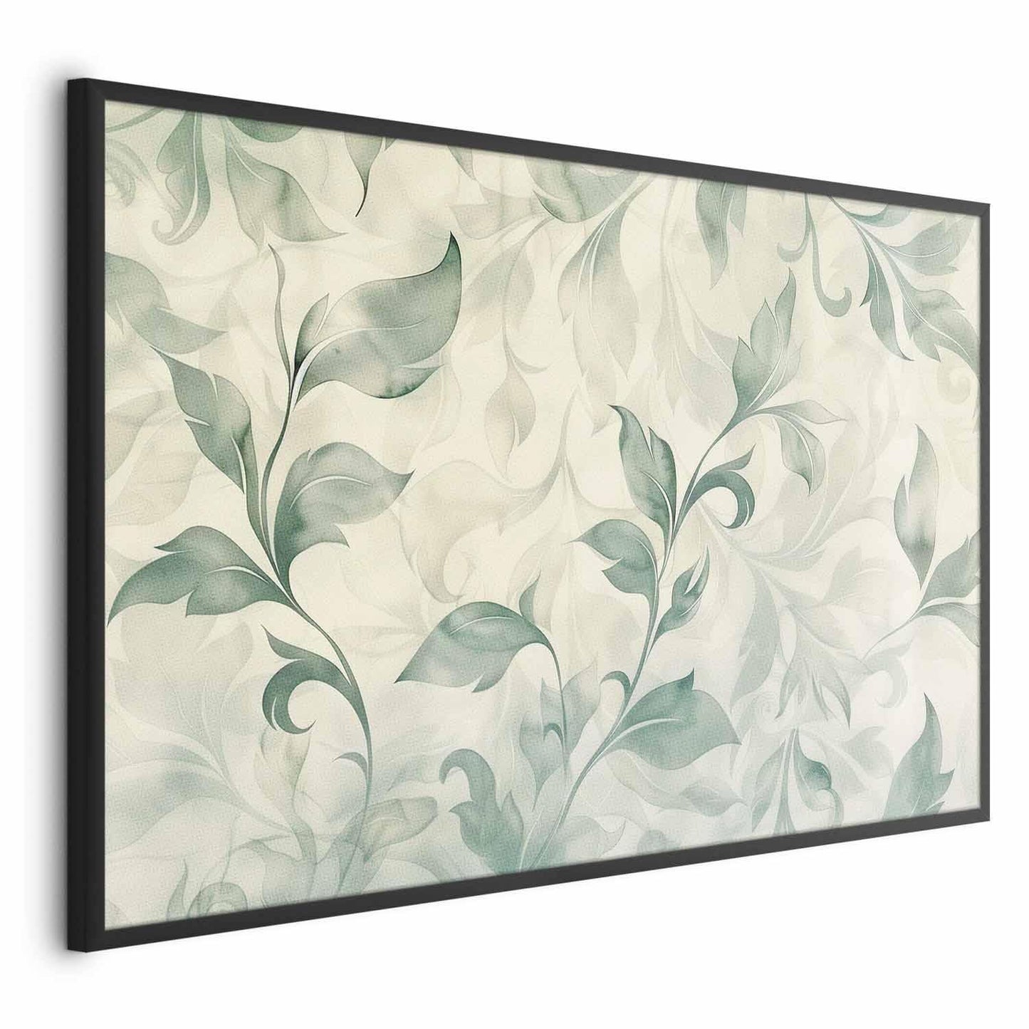 Poster - Watercolor Green-Beige Leaves Artgeist