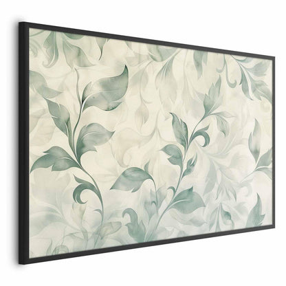 Poster - Watercolor Green-Beige Leaves Artgeist