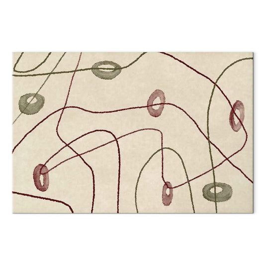 Leinwandbild - Lines and shapes – bead labyrinth on a pale washed background