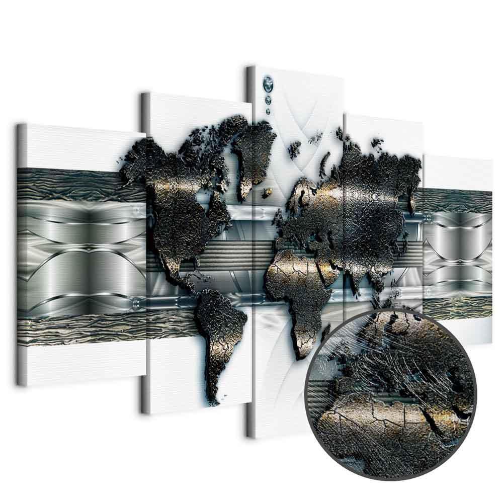 Leinwandbild - Metal World Map