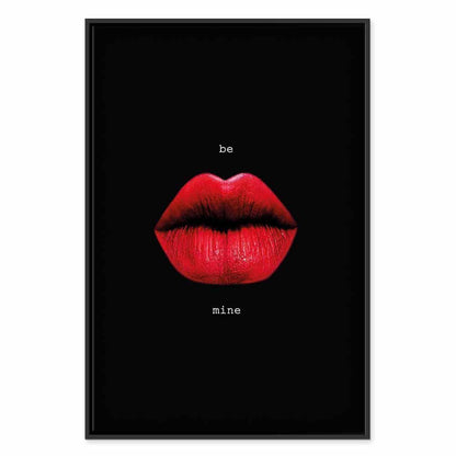 Leinwandbild - Red Lips (1-part) - Black Background with English Text