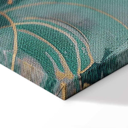 Leinwandbild - Tapestry Pattern with a Meadow and Flowers Kilim with a Spring Motif