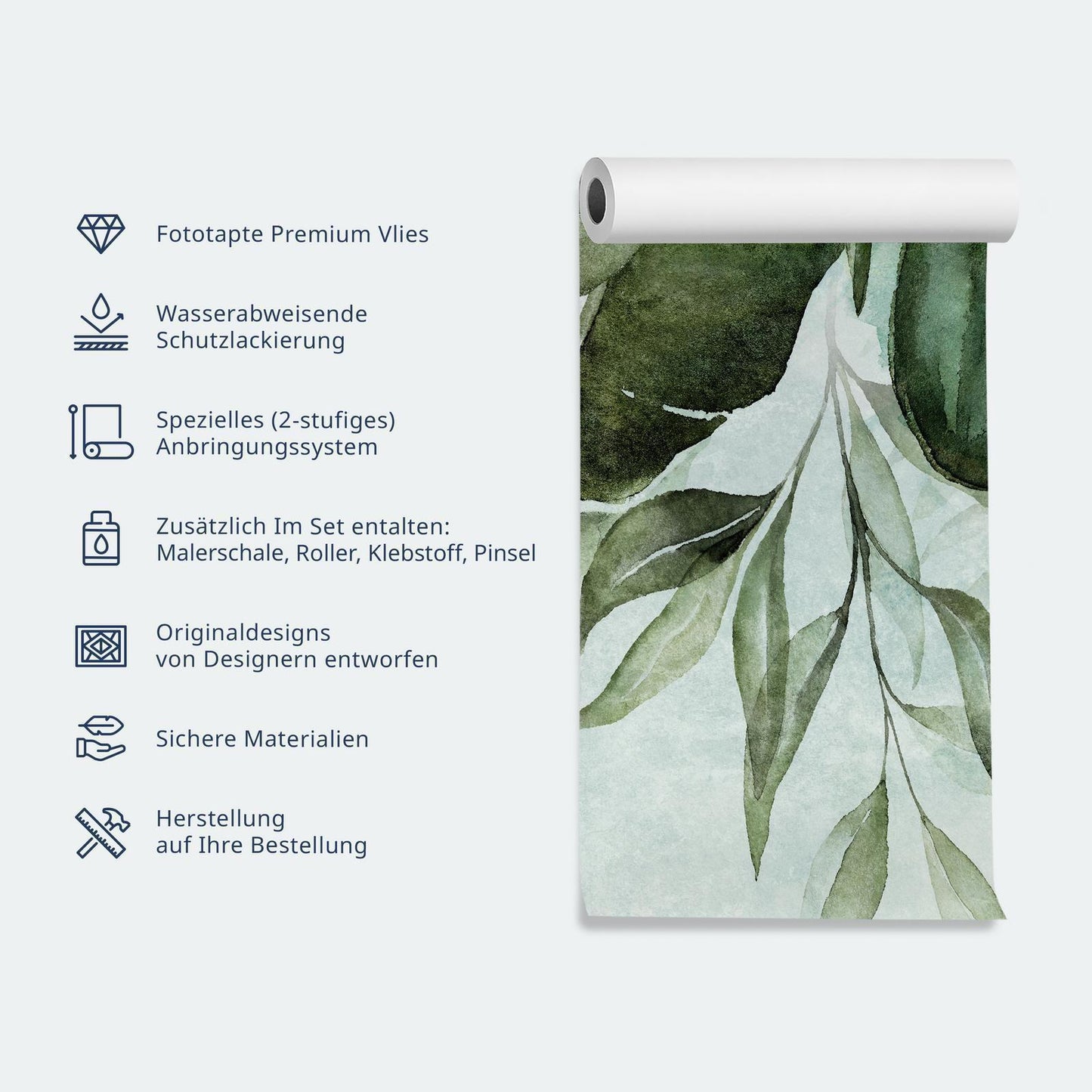 Fototapete - Nature in retro style - jungle landscape with pale leaves and flowers