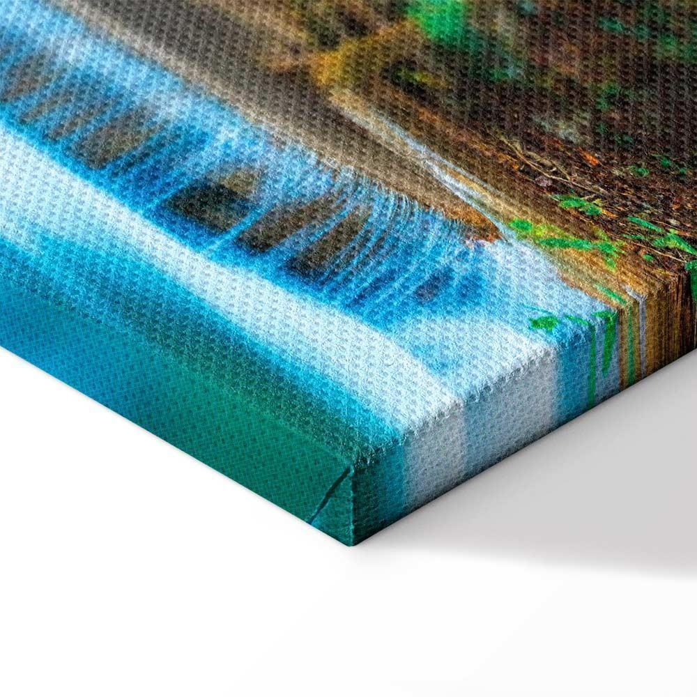 Leinwandbild - Blue Waterfall in Kanchanaburi, Thailand