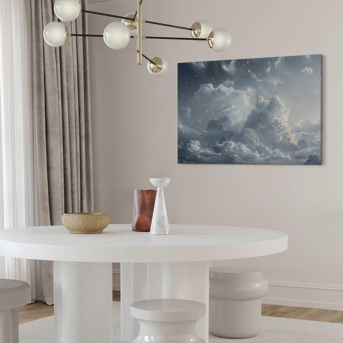 Leinwandbild - Astral Calm: Stars Scattered Over Delicate Clouds Artgeist