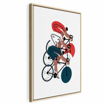 Leinwandbild - Cycling Race Competitors on a Light Background - Illustration