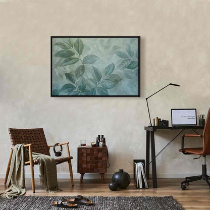 Leinwandbild - Large Leaves in Shades of Green-Mint: Botanical Motif