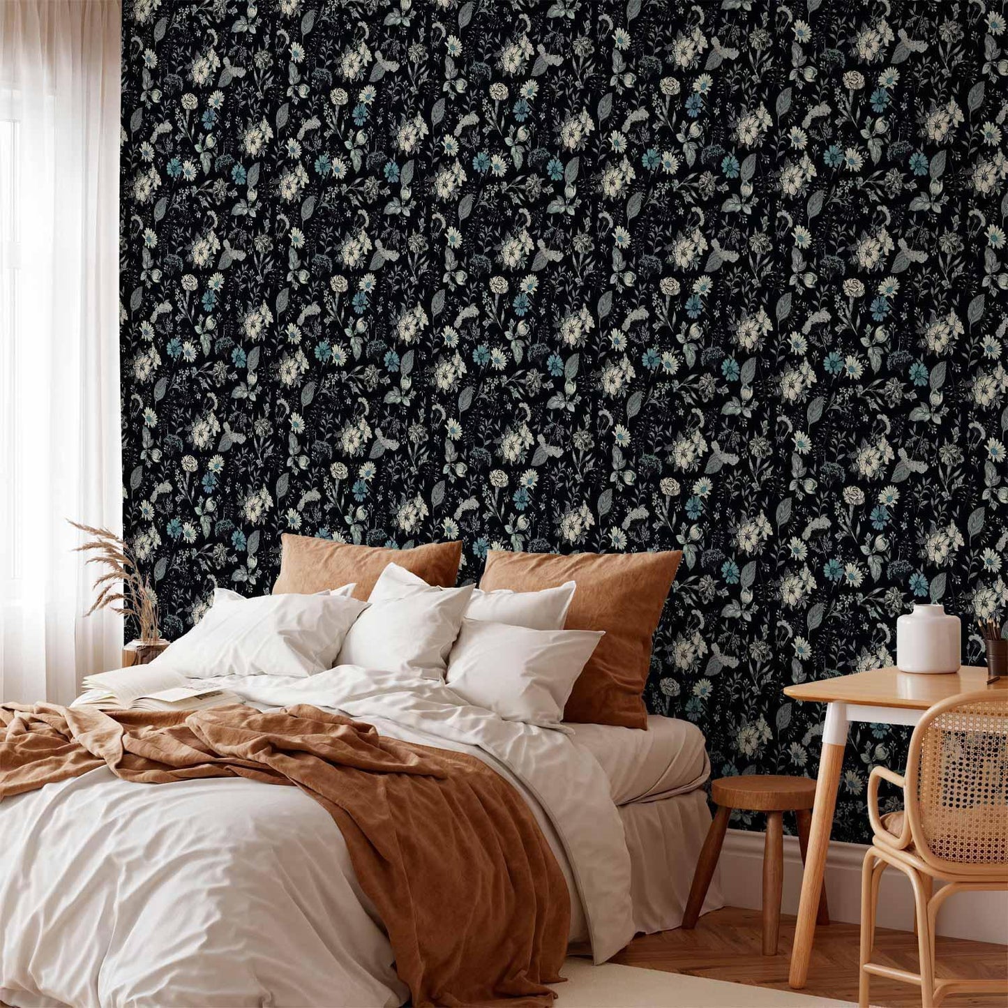 Tapete - Fragrant flowers and herbs - blue