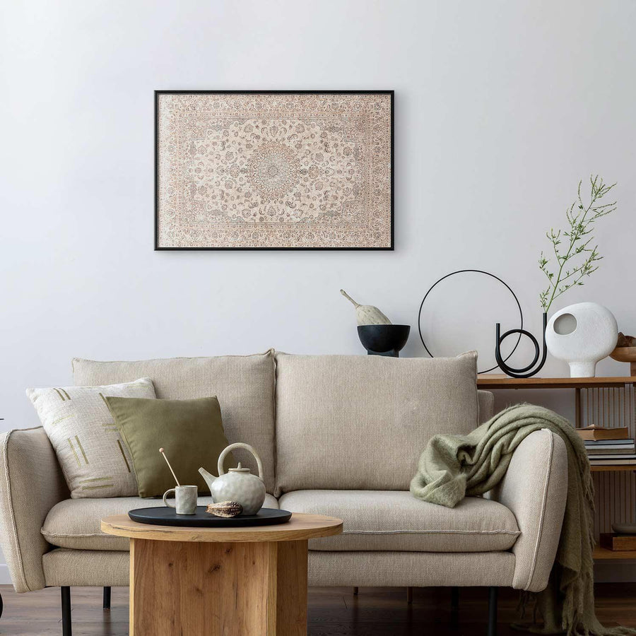 Poster - Sand Carpet - Worn Persian Rug with Rich Ornamental Motifs Artgeist