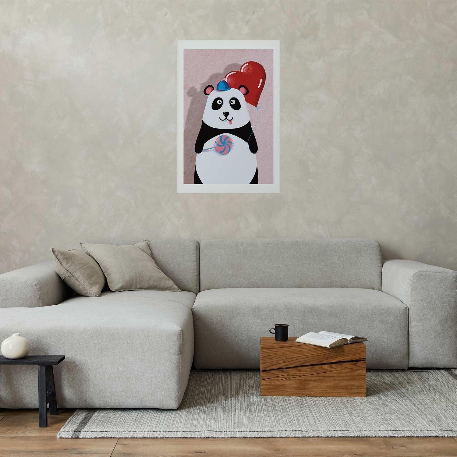 Poster - Panda with a Balloon Artgeist