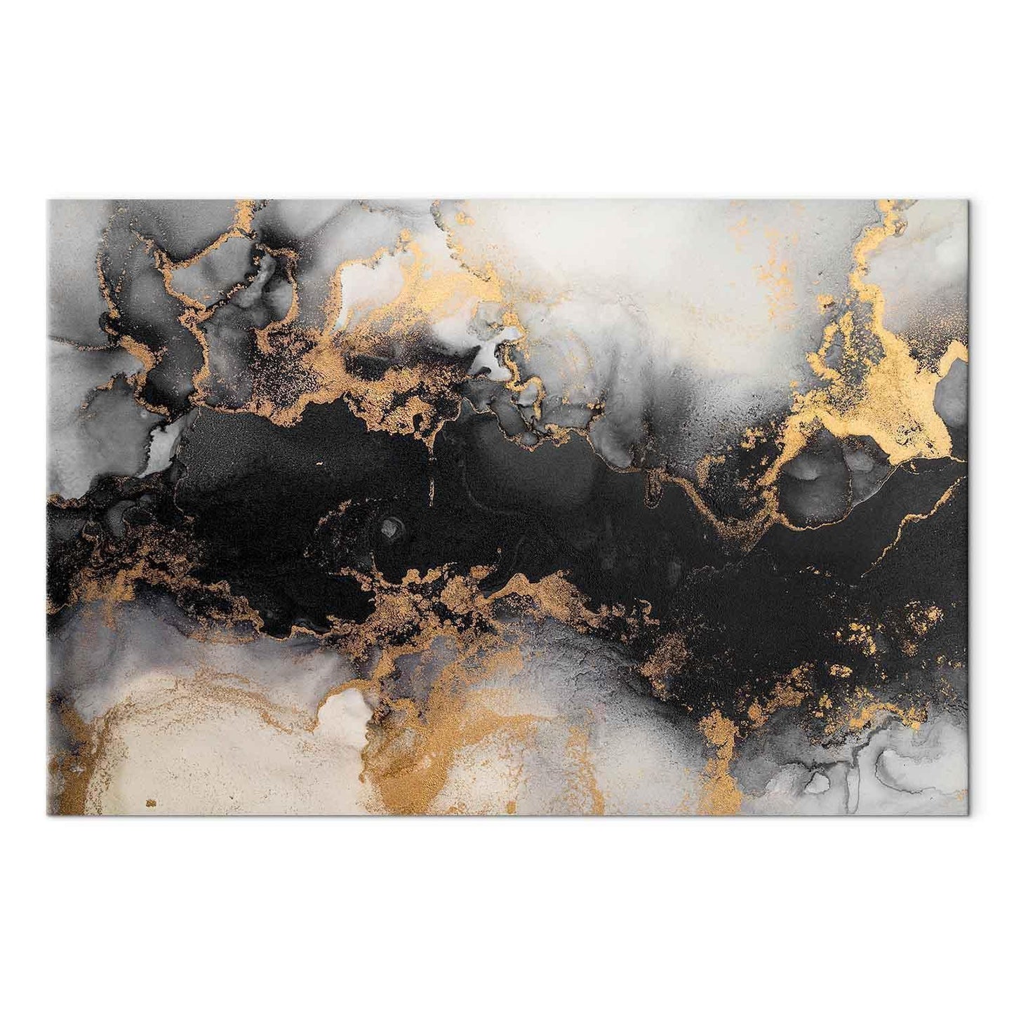 Leinwandbild - Golden explosions – abstract pattern inspired by marble