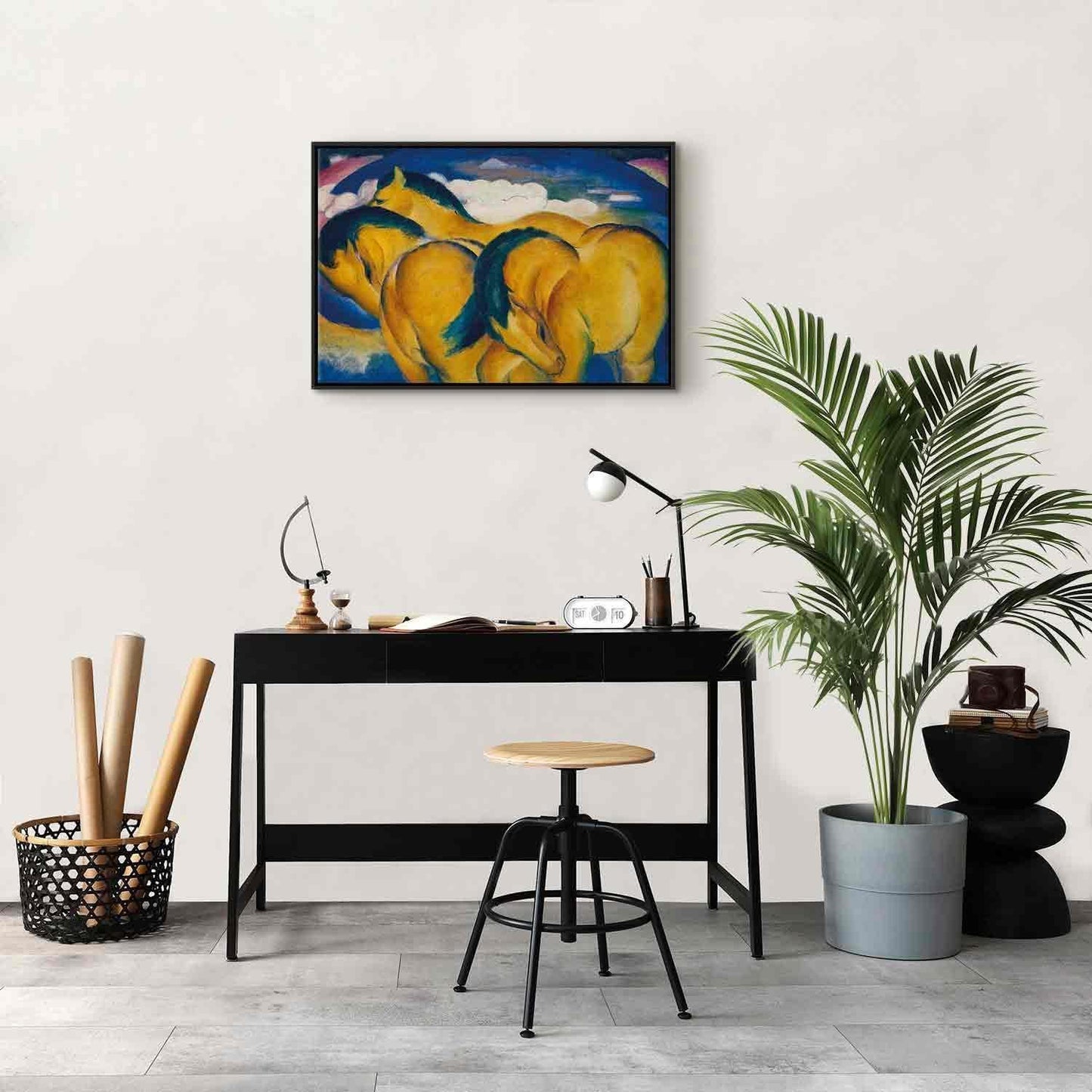 Leinwandbild - Little Yellow Horses (Franz Marc) Artgeist