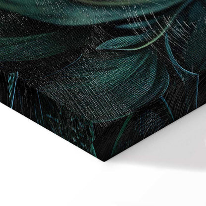 Leinwandbild - Dark Green Victorian Leaves: Botanical Carved Composition