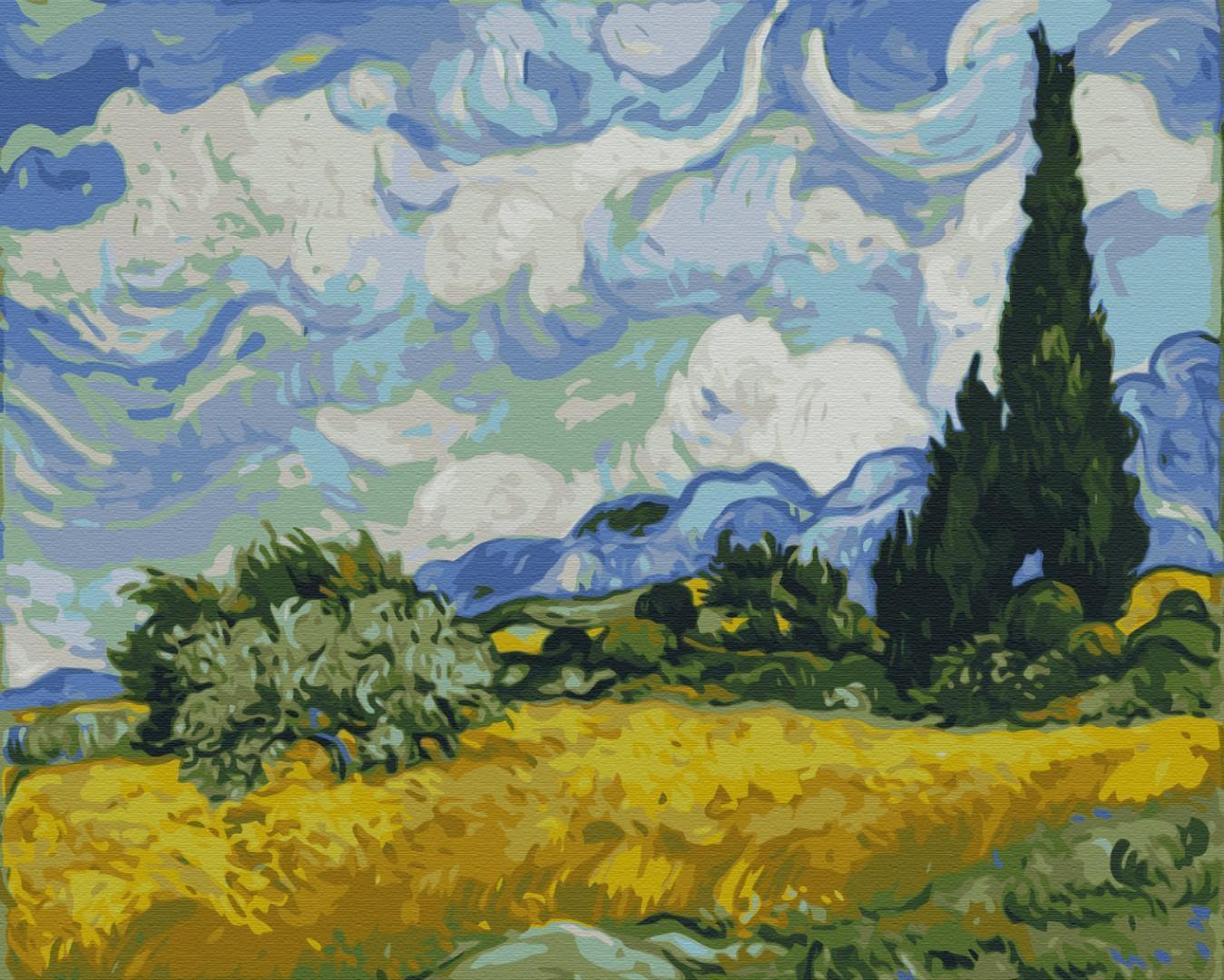 Malen nach Zahlen - Vincent Van Gogh – Wheat Field with Cypresses
