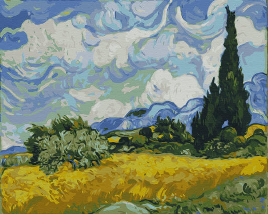 Malen nach Zahlen - Vincent Van Gogh – Wheat Field with Cypresses