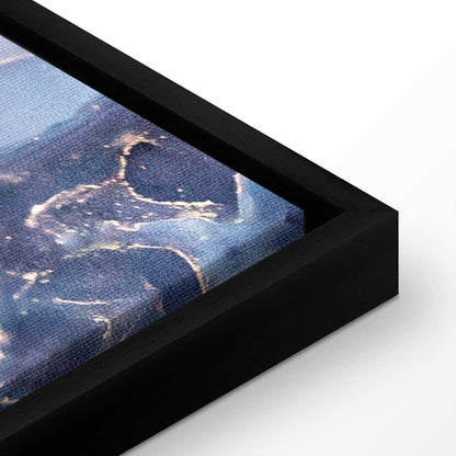 Leinwandbild - Pink and blue marble - abstract watercolour with gold accents