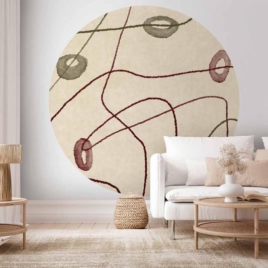 Runde Fototapete - Lines and shapes – bead labyrinth on a pale washed background