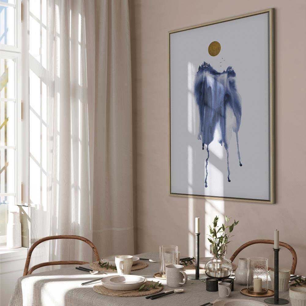 Leinwandbild - Forest in Watercolors (1-part) - Blue Hue Landscape Abstraction