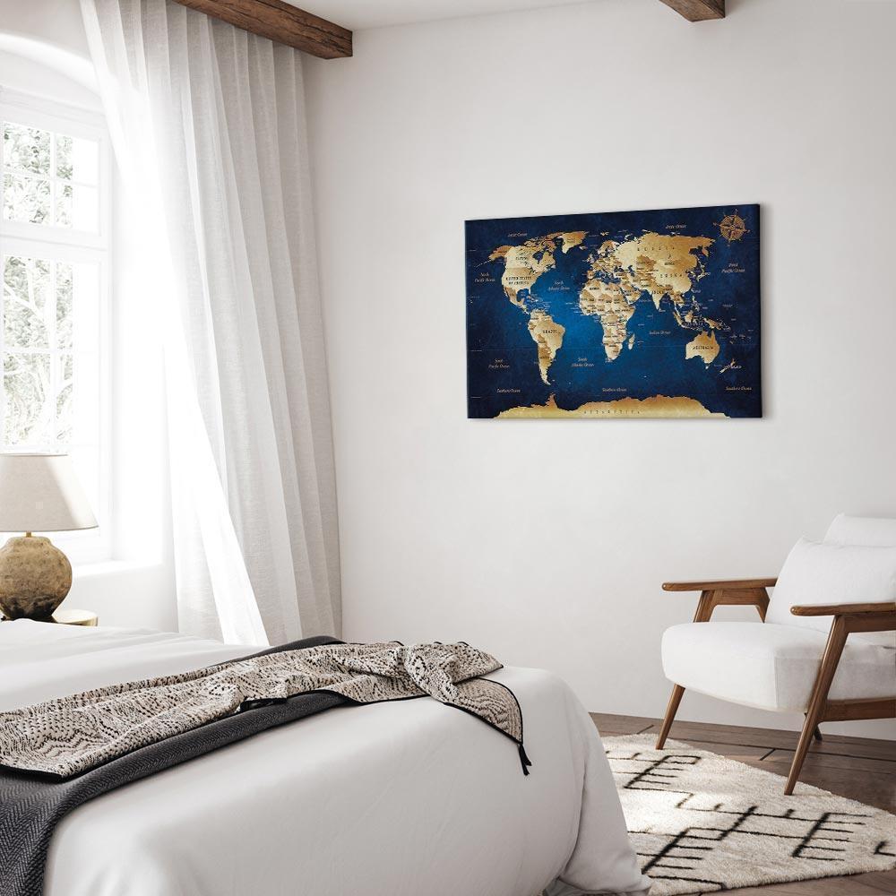 Leinwandbild - World Map: The Dark Blue Depths