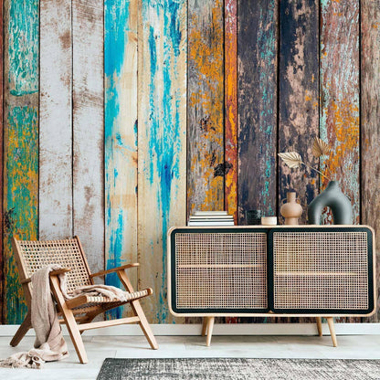 Fototapete - Wooden Rainbow Artgeist