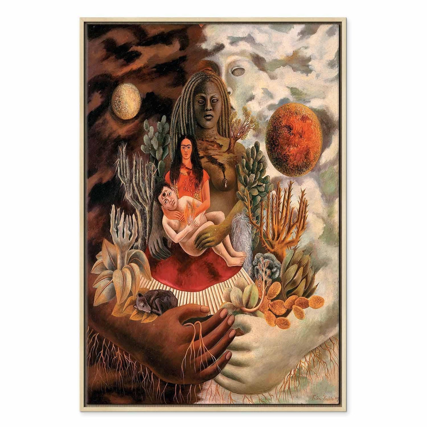 Leinwandbild - Frida Kahlo – The Love Embrace of the Universe, the Earth (Mexico), Myself, Diego, and Señor Xolotl