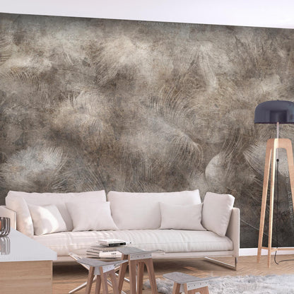 Fototapete mit floralen Elementen in Beige


