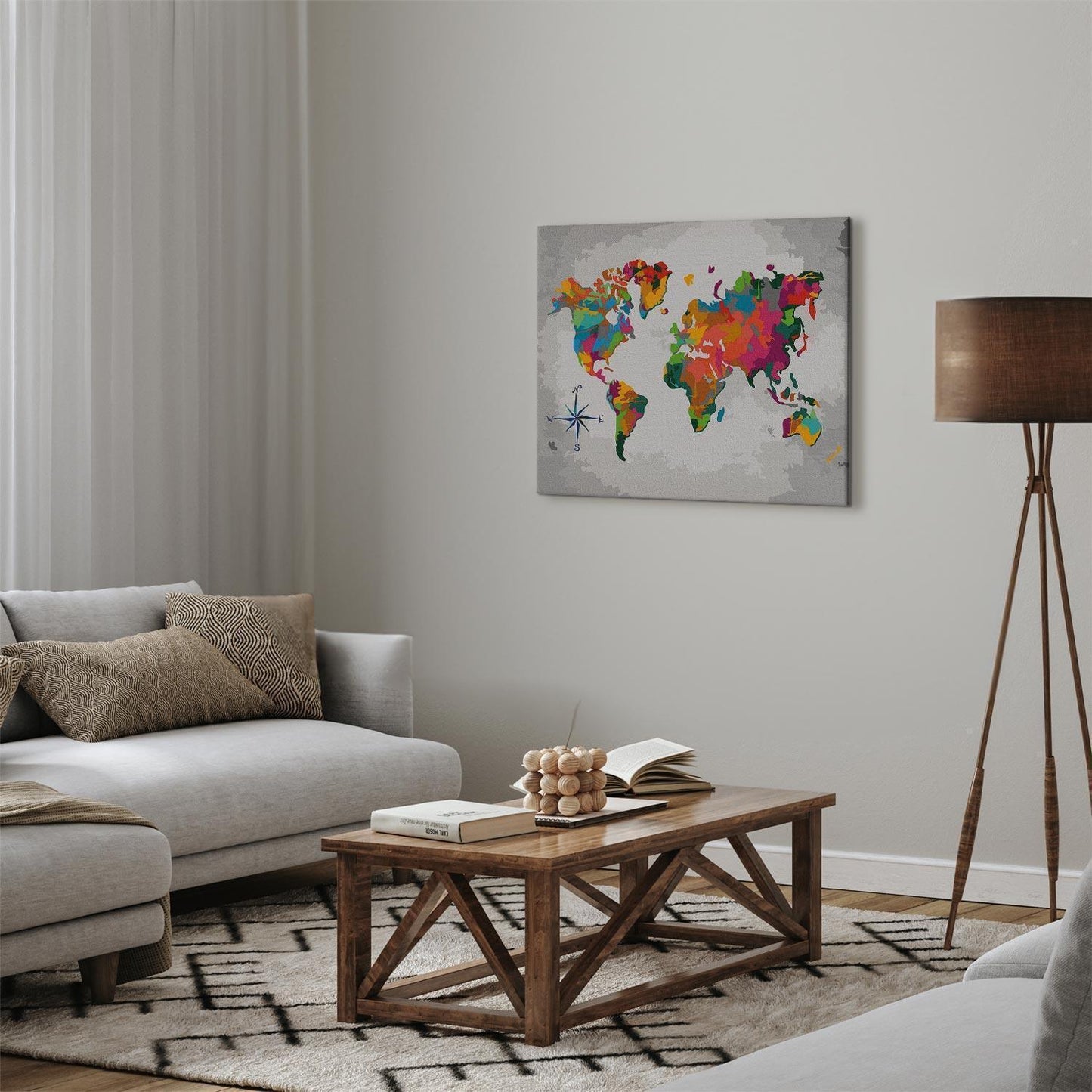 Malen nach Zahlen - World Map (Compass Rose)