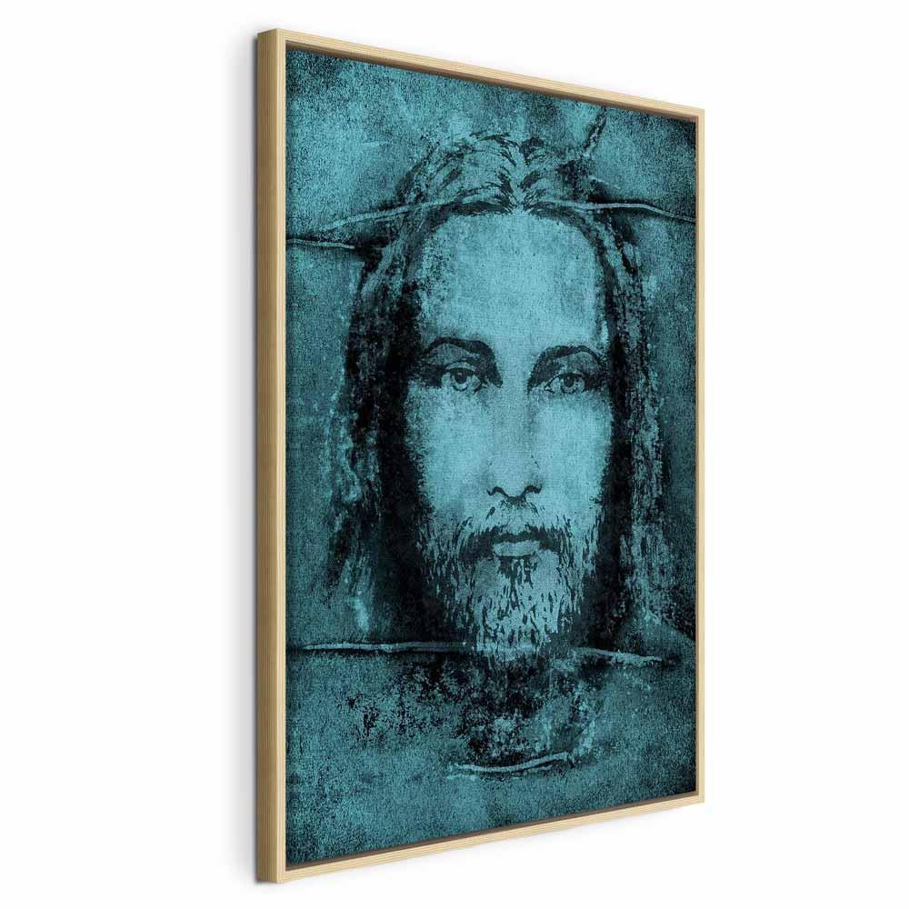 Leinwandbild - Shroud of Turin in Turqoise (1 Part) Vertical