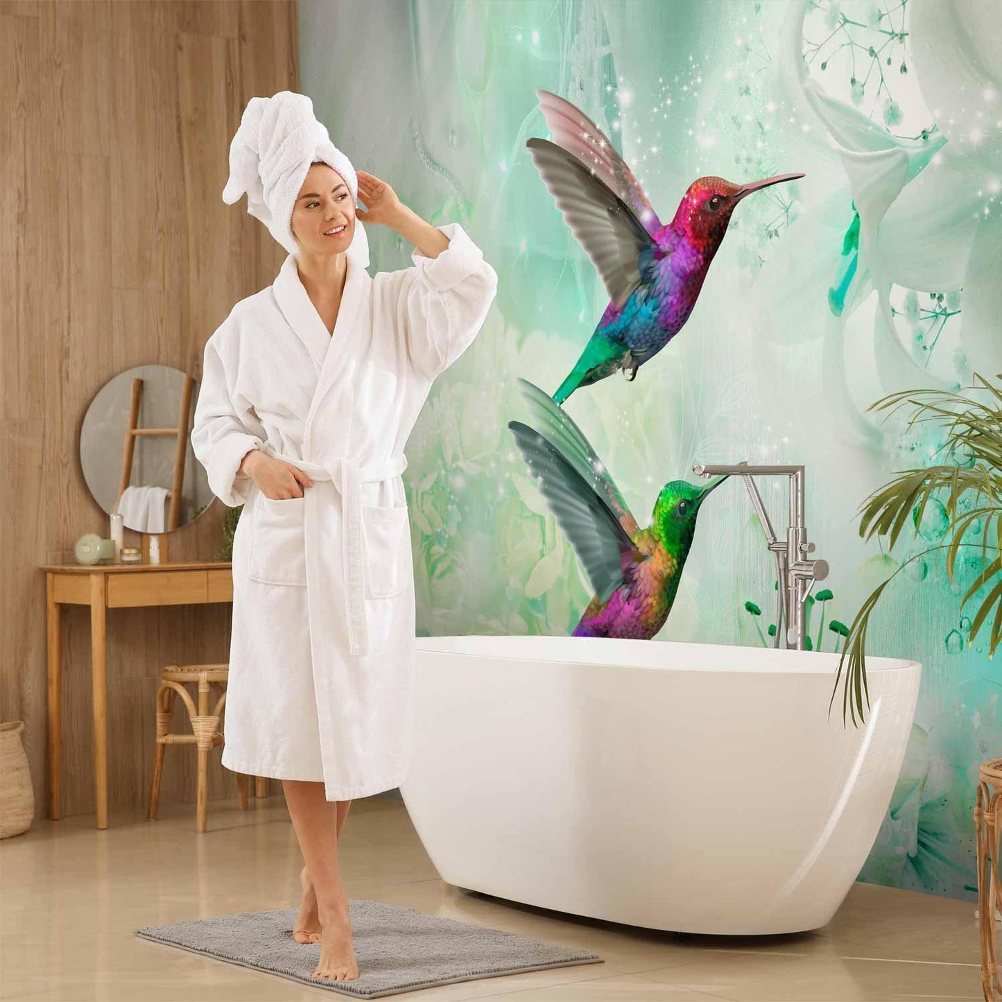 Fototapete - Colourful Hummingbirds (Green)