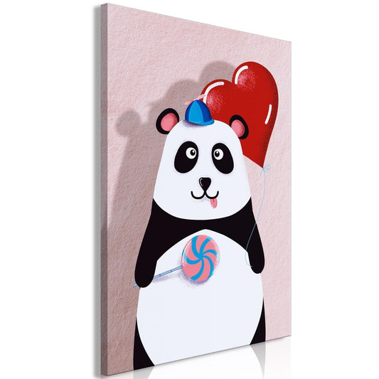 Leinwandbild - Panda with a Balloon (1 Part) Vertical Artgeist