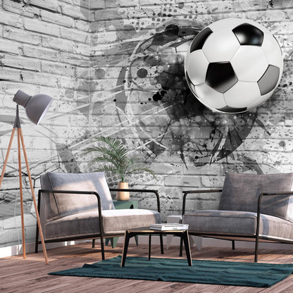 Fototapete Dynamischer Fußball – Actionreiche Wandgestaltung für Sportfans
