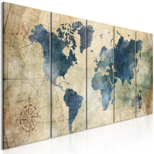 Leinwandbild - Retro Map (5 Parts) Narrow Artgeist
