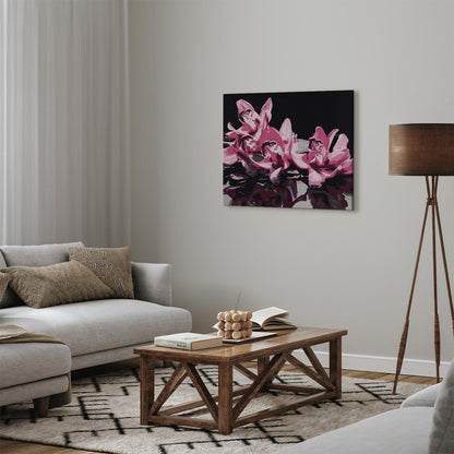 Malen nach Zahlen - Pink Orchid (Black Background)