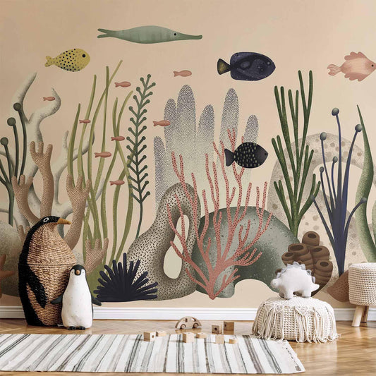 Fototapete - Underwater World - Fish and Corals in Pastel Colours Artgeist