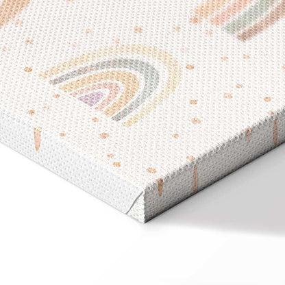 Leinwandbild - Spring - Pastel Rainbows with Hearts on a Rainy Day