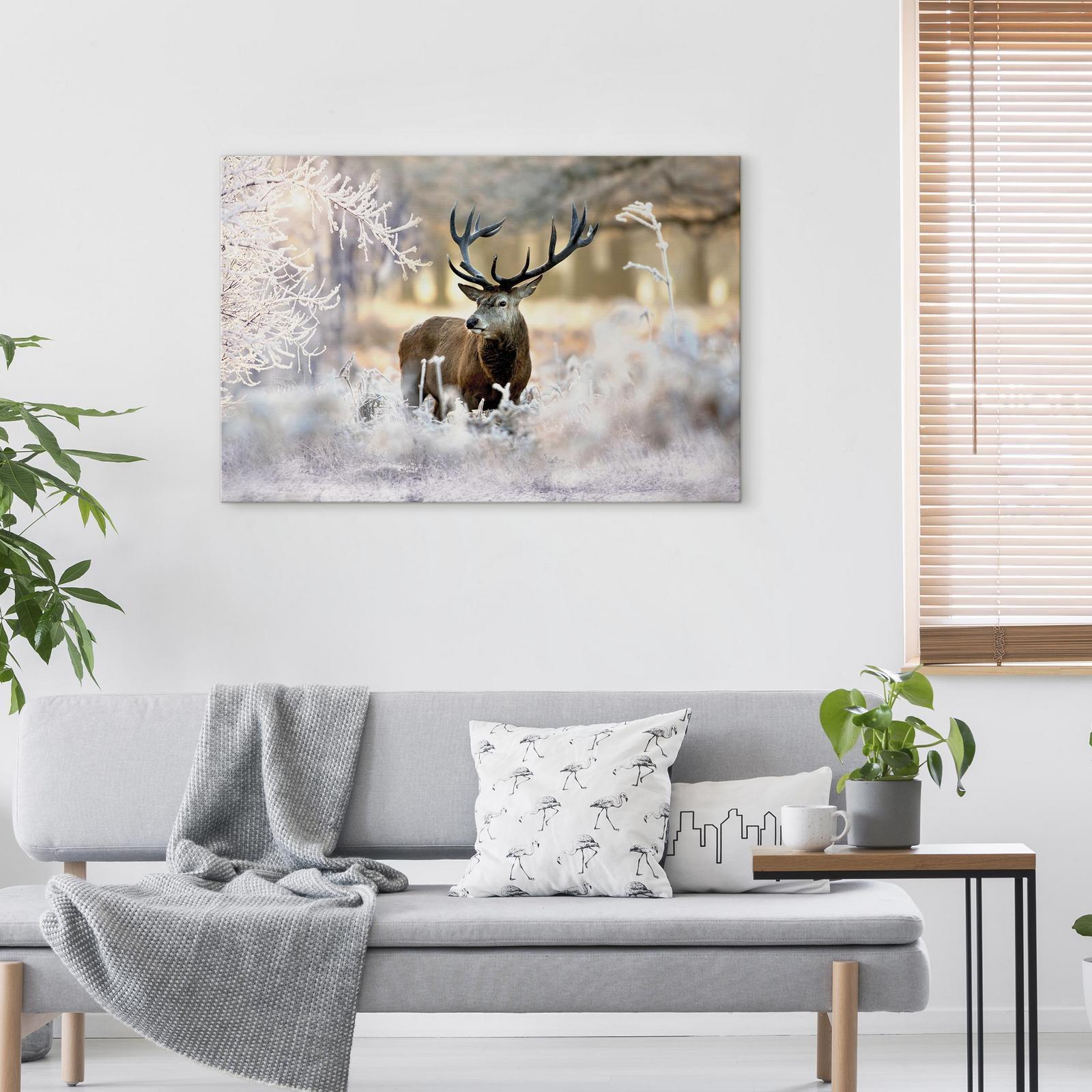 Leinwandbild - Deer in the Cold Artgeist