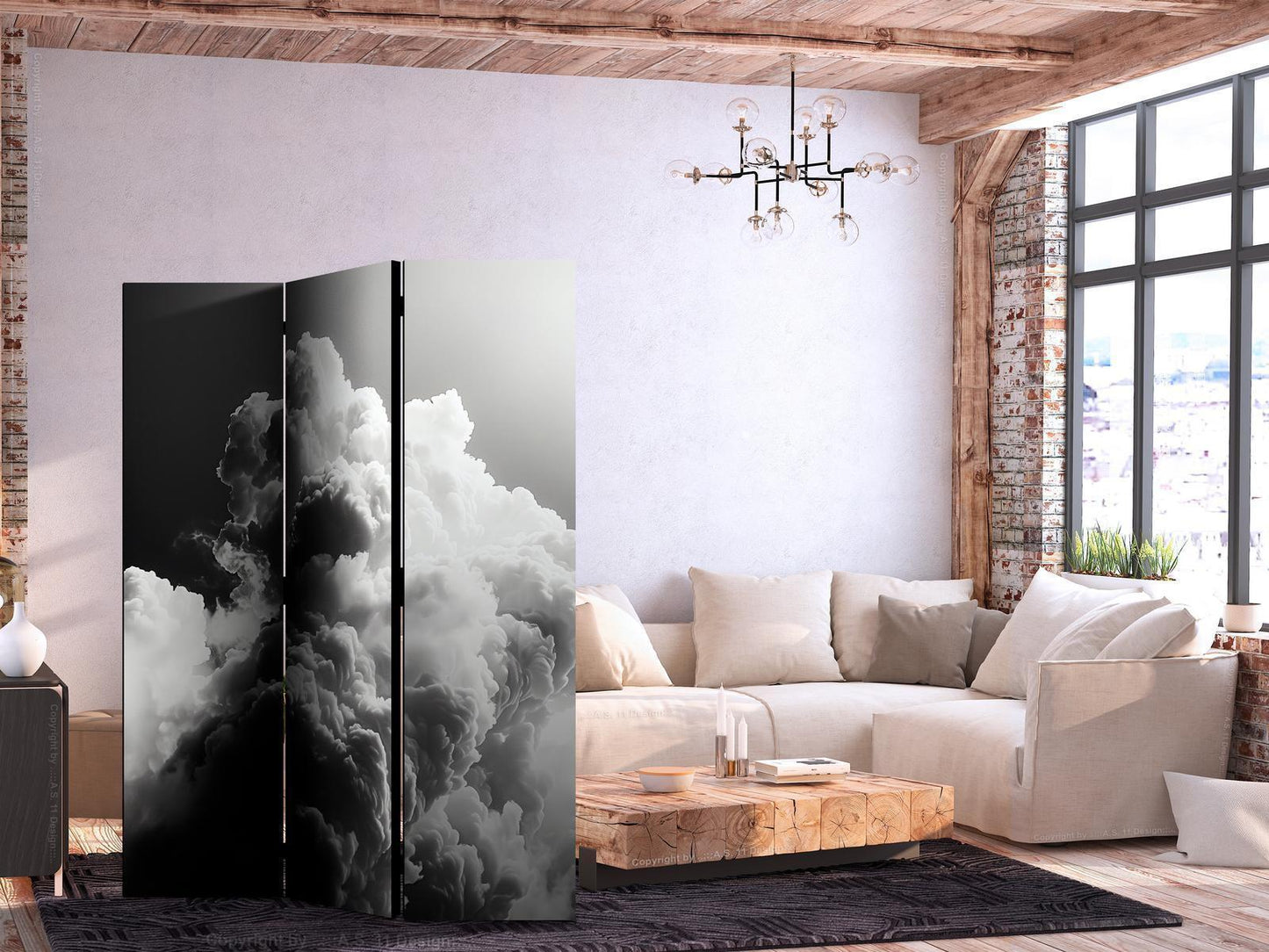 Paravent - Clouds Like a Dream: Let the Sun Illuminate Your Day – A Visual Feast Artgeist