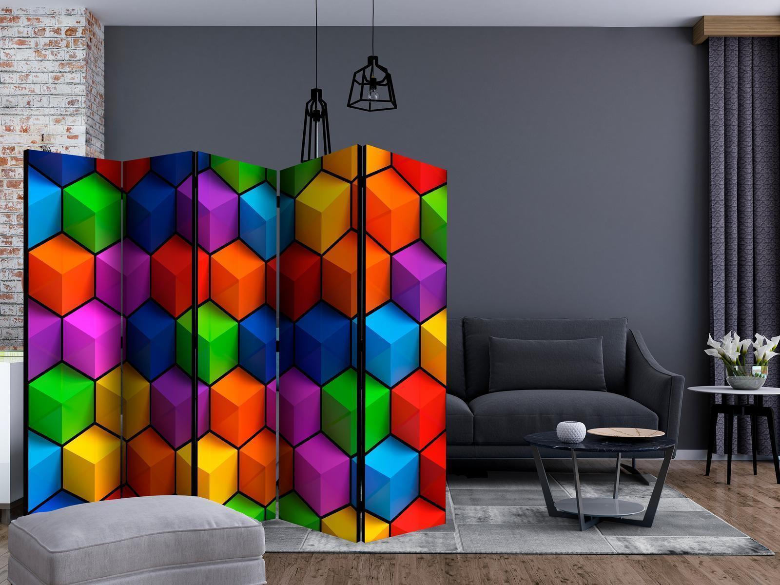 Paravent - Colorful Geometric Boxes II Artgeist