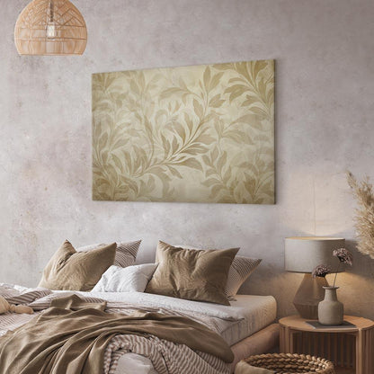 Leinwandbild - Botanical Motif with Leaves and Vines in Sand Colors