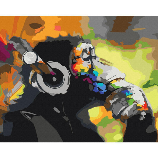Malen nach Zahlen - Monkey In Headphones (Multi Colour)