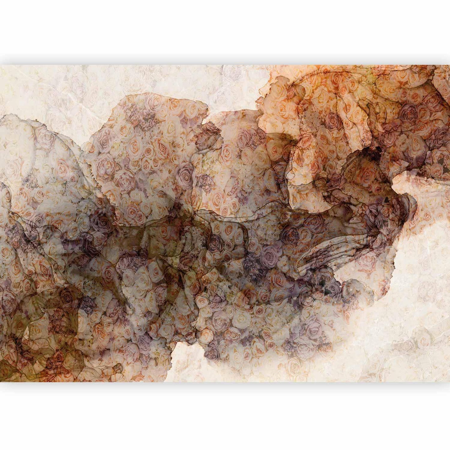 Fototapete Rosen Gewebt - Romantische Rosenmotive in sanften Farbtönen